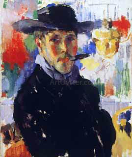 Rik Wouters Self Portrait (also known as Portrait of Rik with a Cigar) - Hand Painted Oil Painting