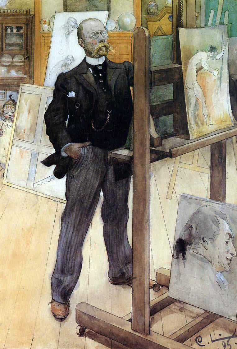 Carl Larsson A Self Portrait - Hand Painted Oil Painting