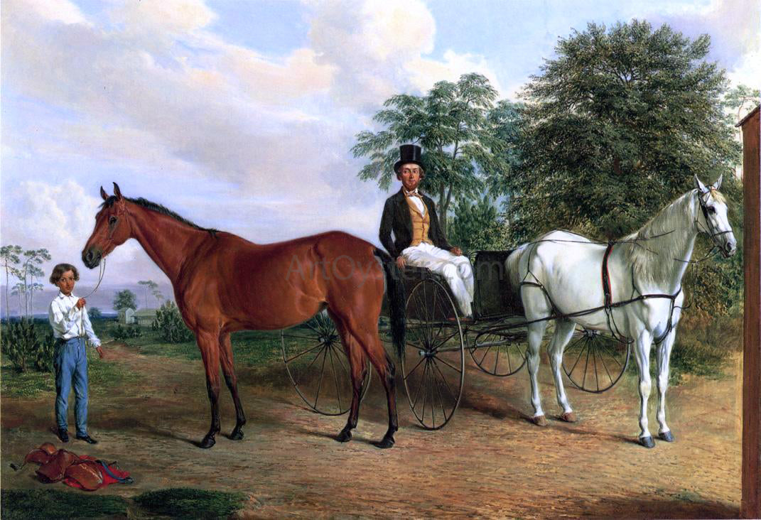 Edward Troye Self Portrait in a Carriage - Hand Painted Oil Painting