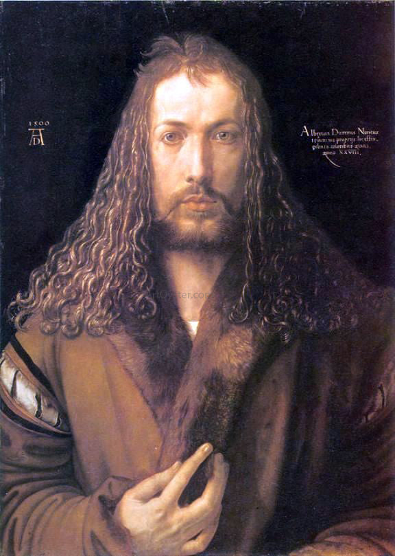 Albrecht Durer Self Portrait in a Fur-Collard Robe - Hand Painted Oil Painting