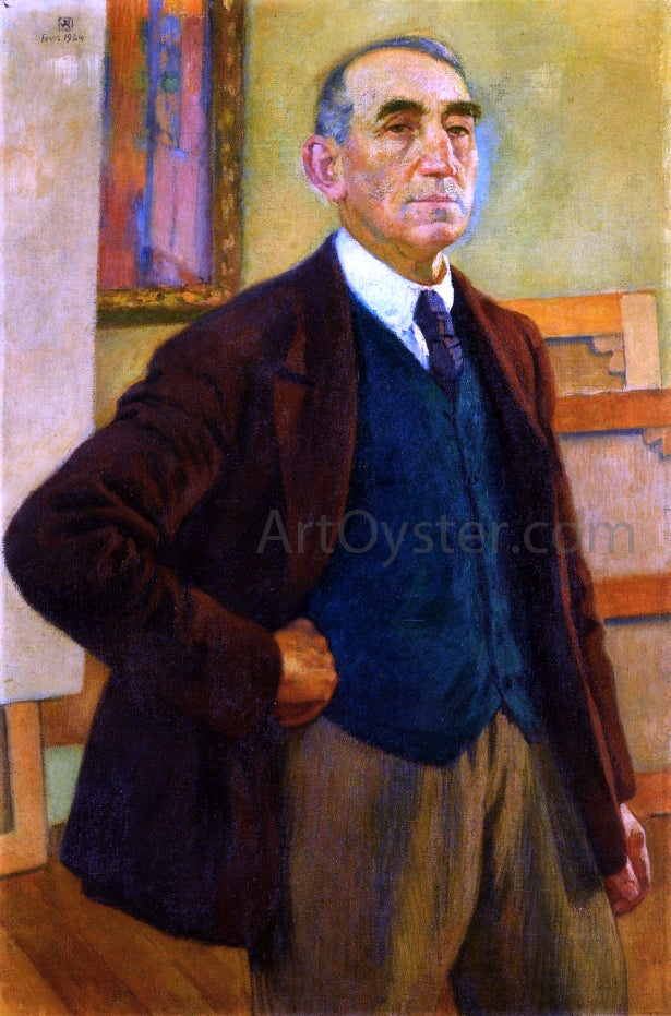 Theo Van Rysselberghe Self Portrait in a Green Waistcoat - Hand Painted Oil Painting