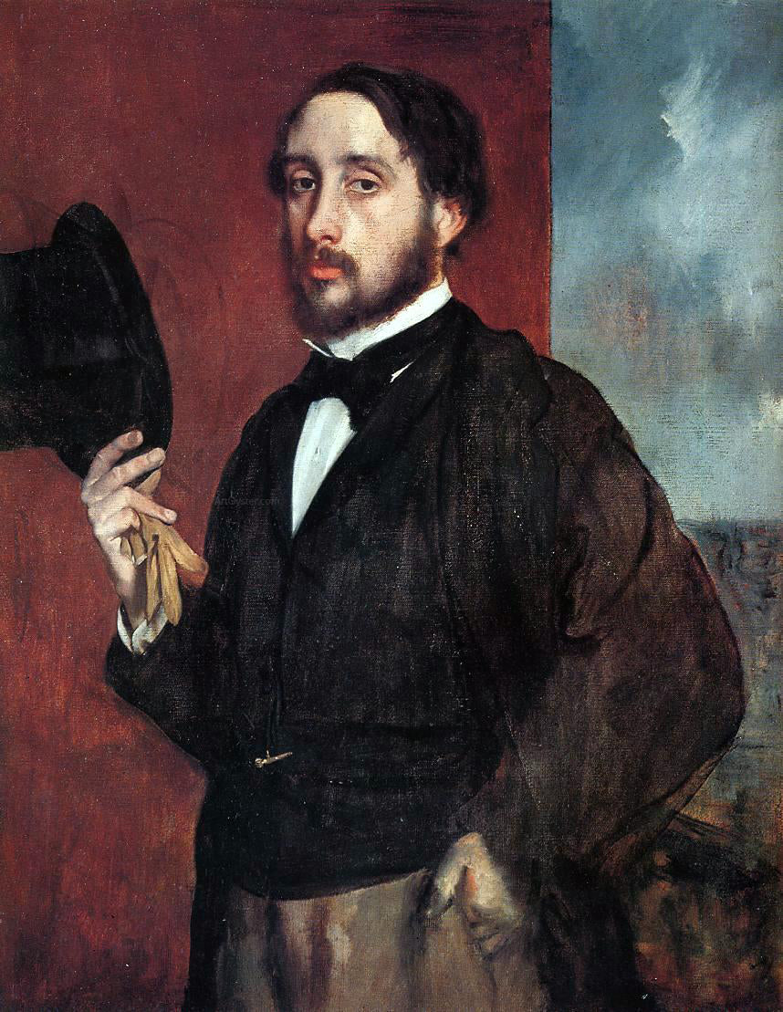 Edgar Degas Self Portrait Saluting - Hand Painted Oil Painting