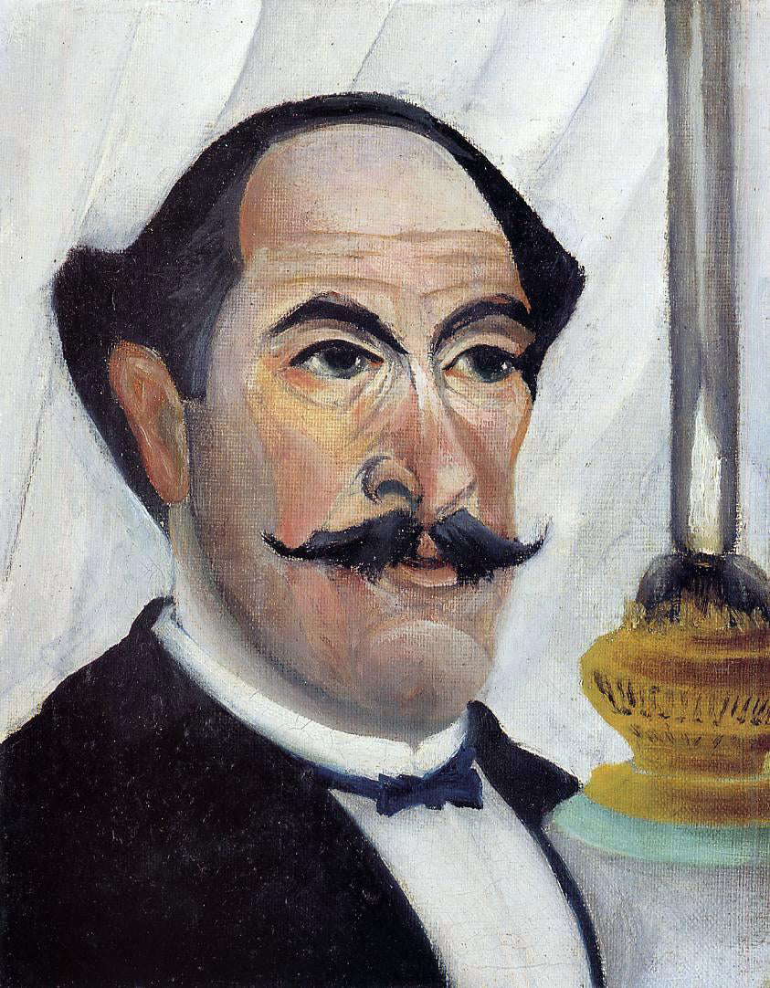 Henri Rousseau Self Portrait with a Lamp - Hand Painted Oil Painting