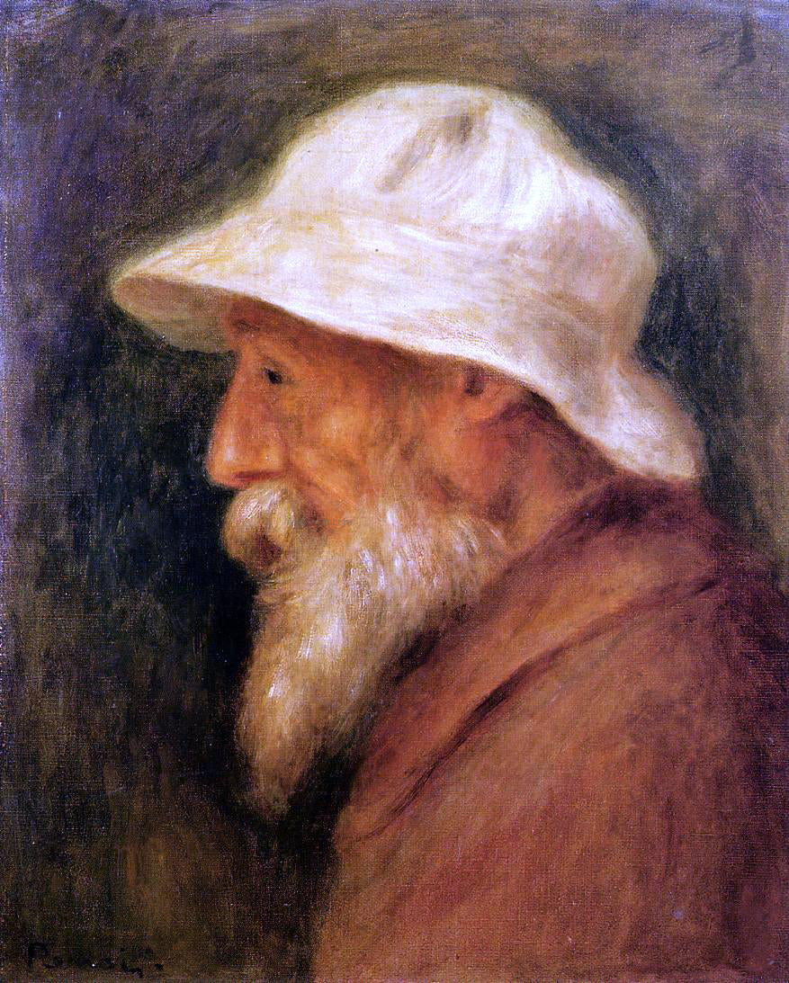 Pierre Auguste Renoir Self Portrait with a White Hat - Hand Painted Oil Painting