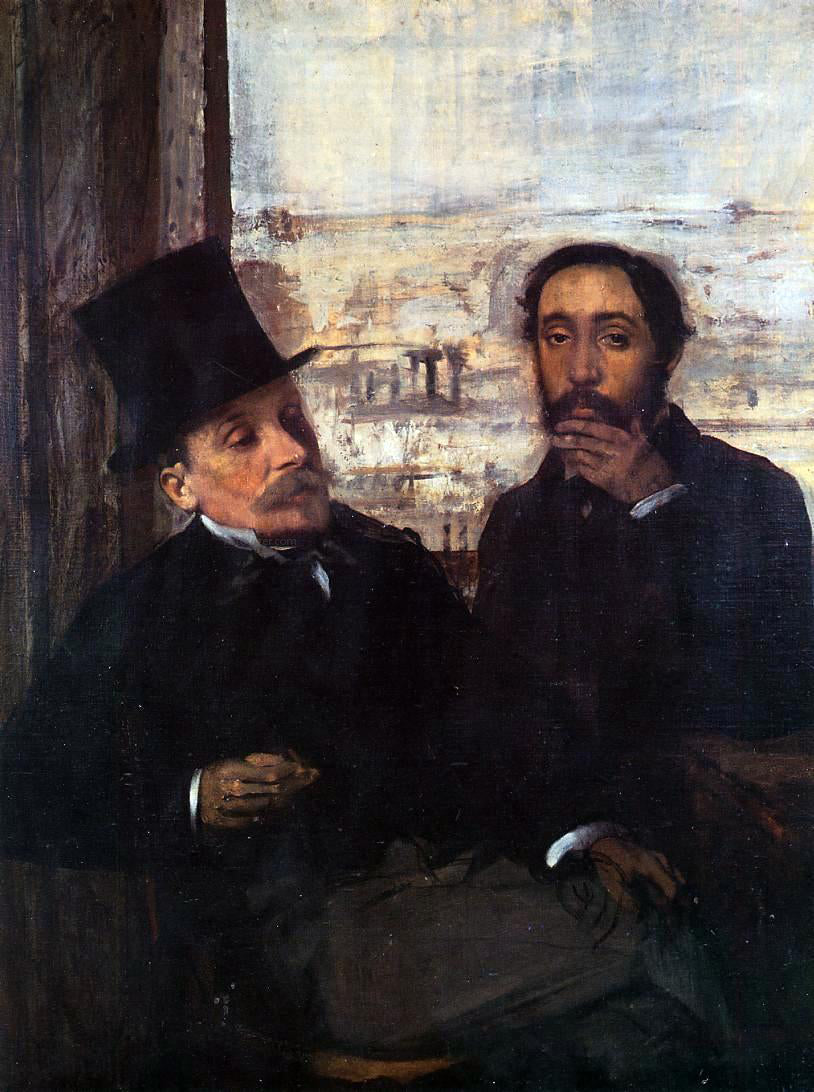  Edgar Degas Self Portrait with Evariste de Valernes - Hand Painted Oil Painting