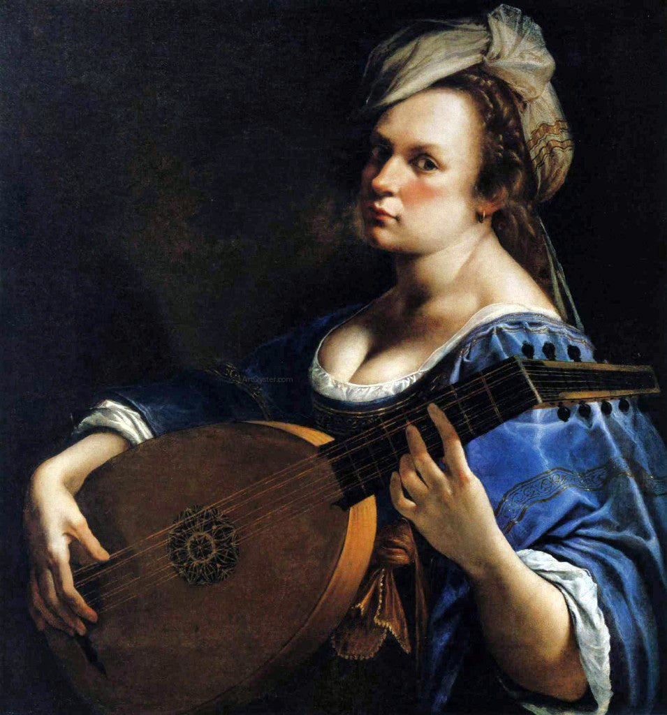 Artemisia Gentileschi Self-Portrait as a Lute Player - Hand Painted Oil Painting