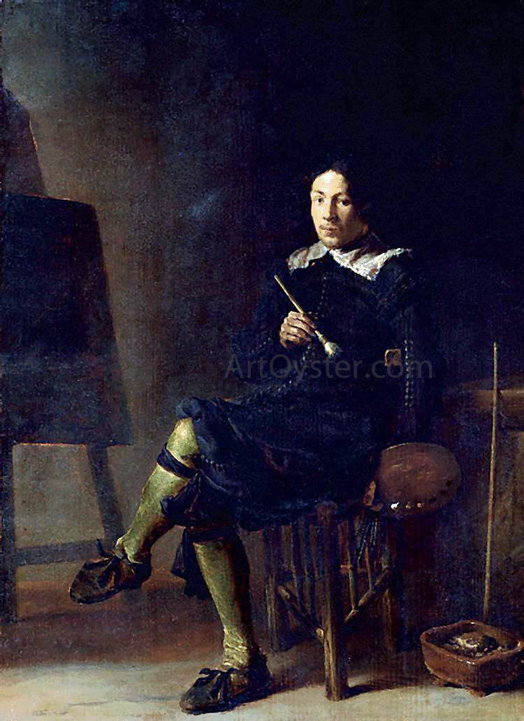  Cornelis Saftleven Selfportrait with Easel - Hand Painted Oil Painting