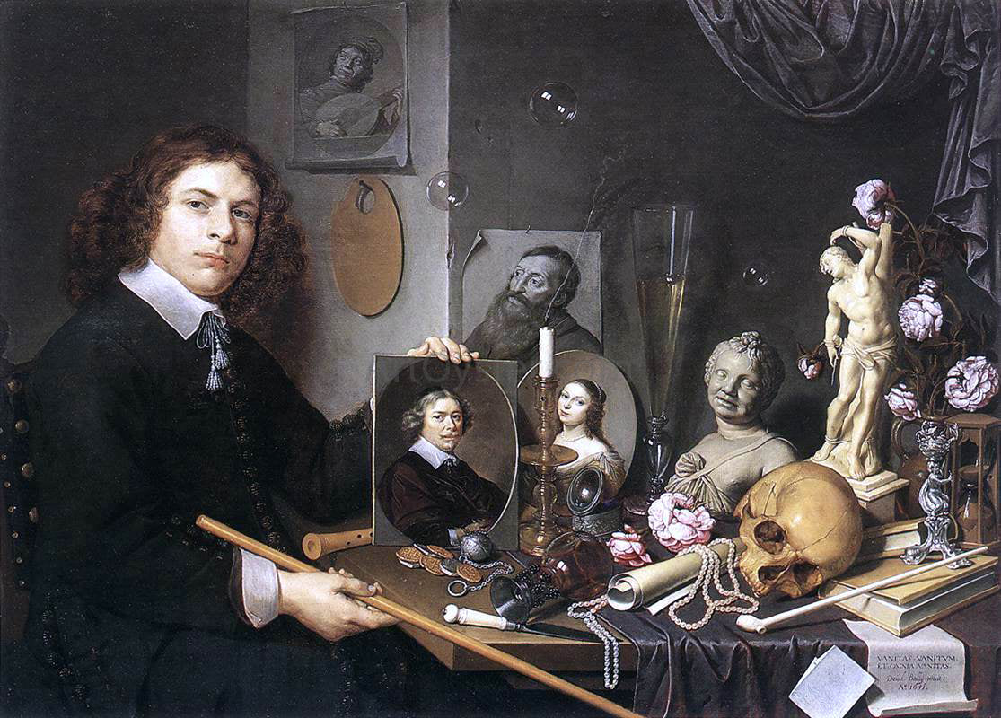 Giovanni Baglione Self-Portrait With Vanitas Symbols - Hand Painted Oil Painting
