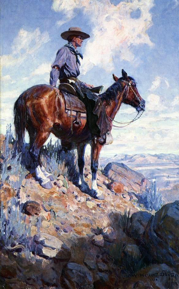  W Herbert Dunton Sentinel of the Plains - Hand Painted Oil Painting