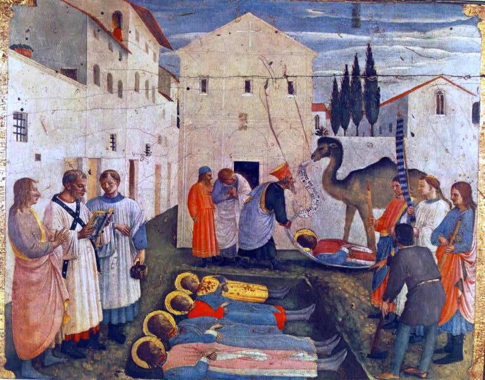 Fra Angelico Sepulchring of Saint Cosmas and Saint Damian (San Marco Altarpiece) - Hand Painted Oil Painting