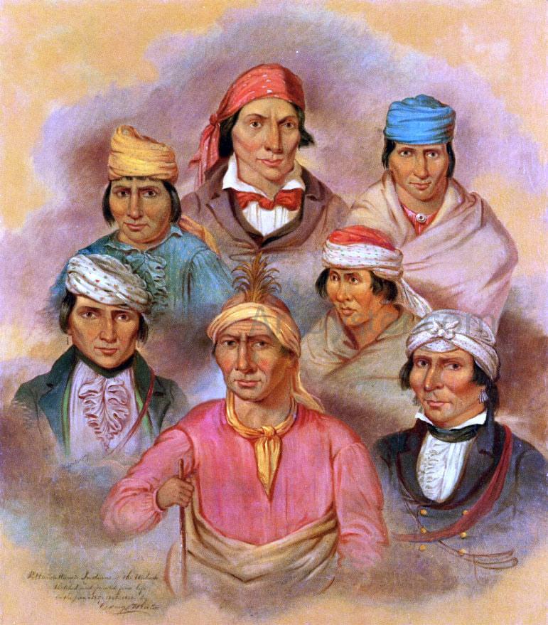 George Winter Seven Potawatomi Natives - Hand Painted Oil Painting