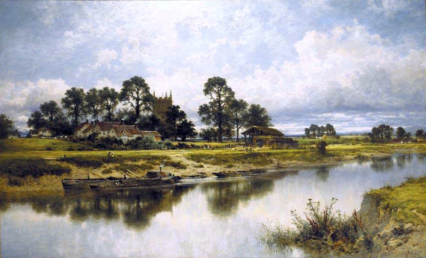 Benjamin Williams Leader Severn Side, Sabrina's Stream at Kempsey on the River Severn - Hand Painted Oil Painting