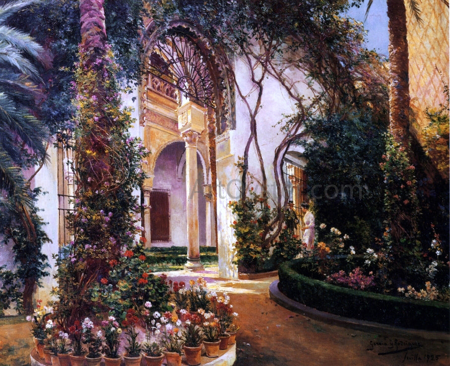 Manuel Garcia Y Rodriguez Seville Patio - Hand Painted Oil Painting