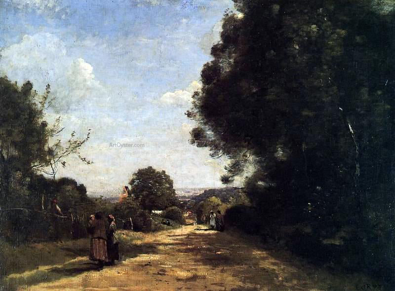 Jean-Baptiste-Camille Corot Sevres-Brimborion - View toward Paris - Hand Painted Oil Painting