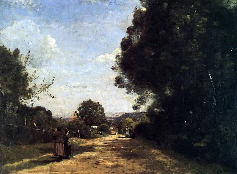  Jean-Baptiste-Camille Corot Sevres-Brimborion - View toward Paris - Hand Painted Oil Painting
