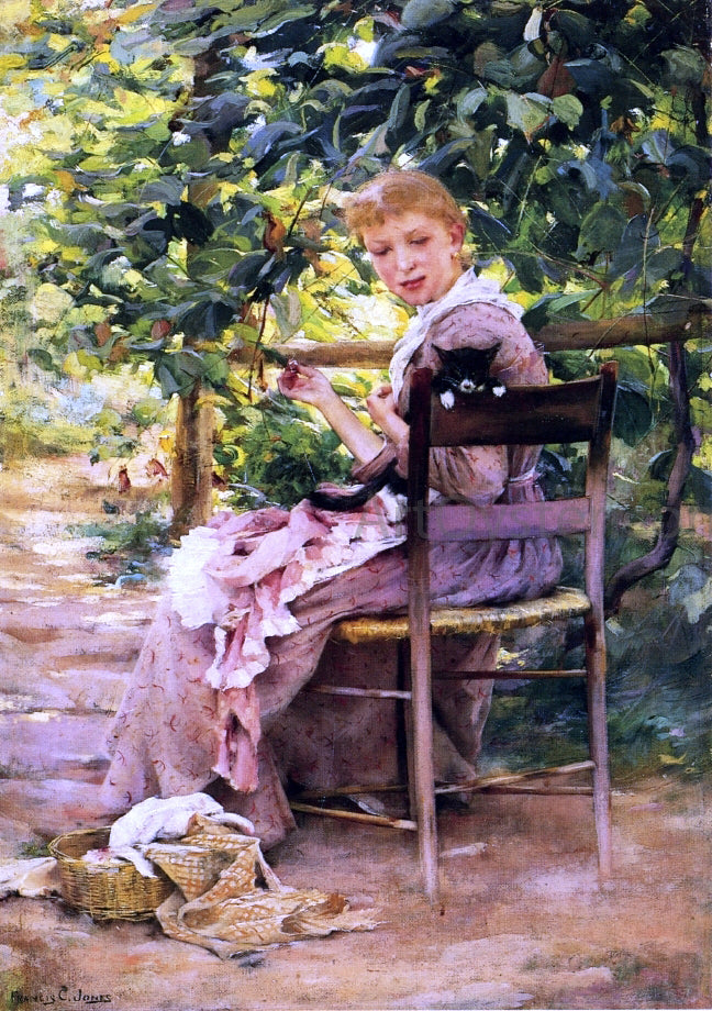 Francis Coates Jones Sewing in the Garden - Hand Painted Oil Painting