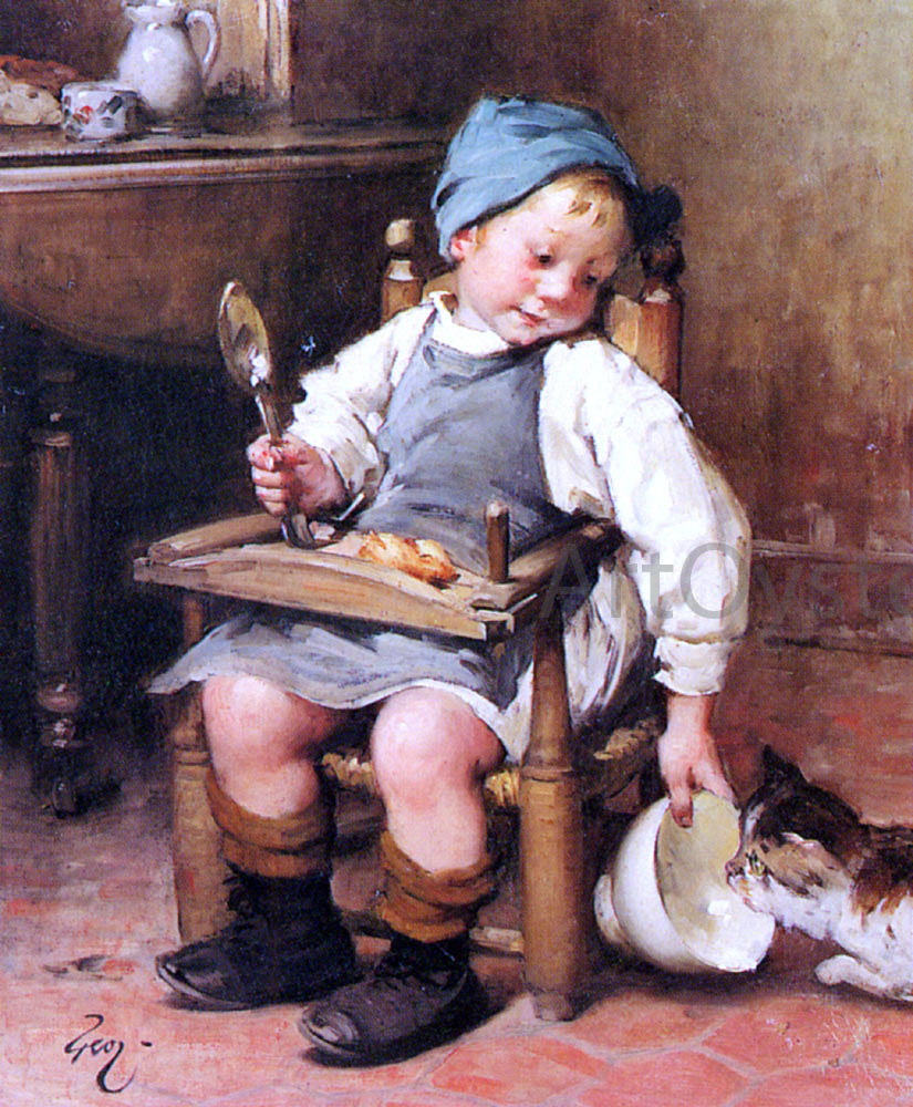 Henry Jean Geoffroy Sharing a Meal - Hand Painted Oil Painting