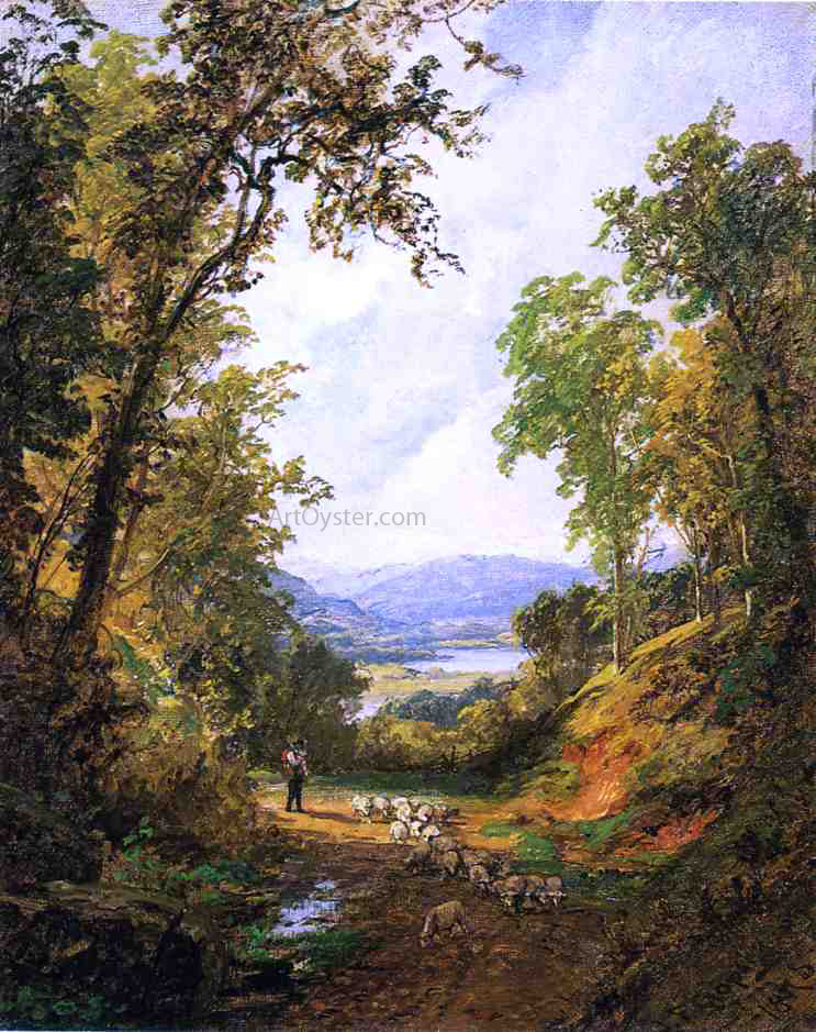 Jasper Francis Cropsey Shepherd and Flock - Hand Painted Oil Painting