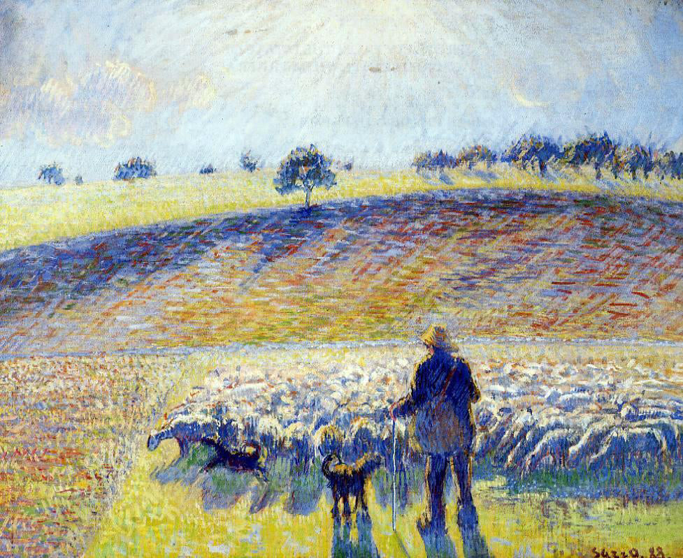 Camille Pissarro Shepherd and Sheep - Hand Painted Oil Painting