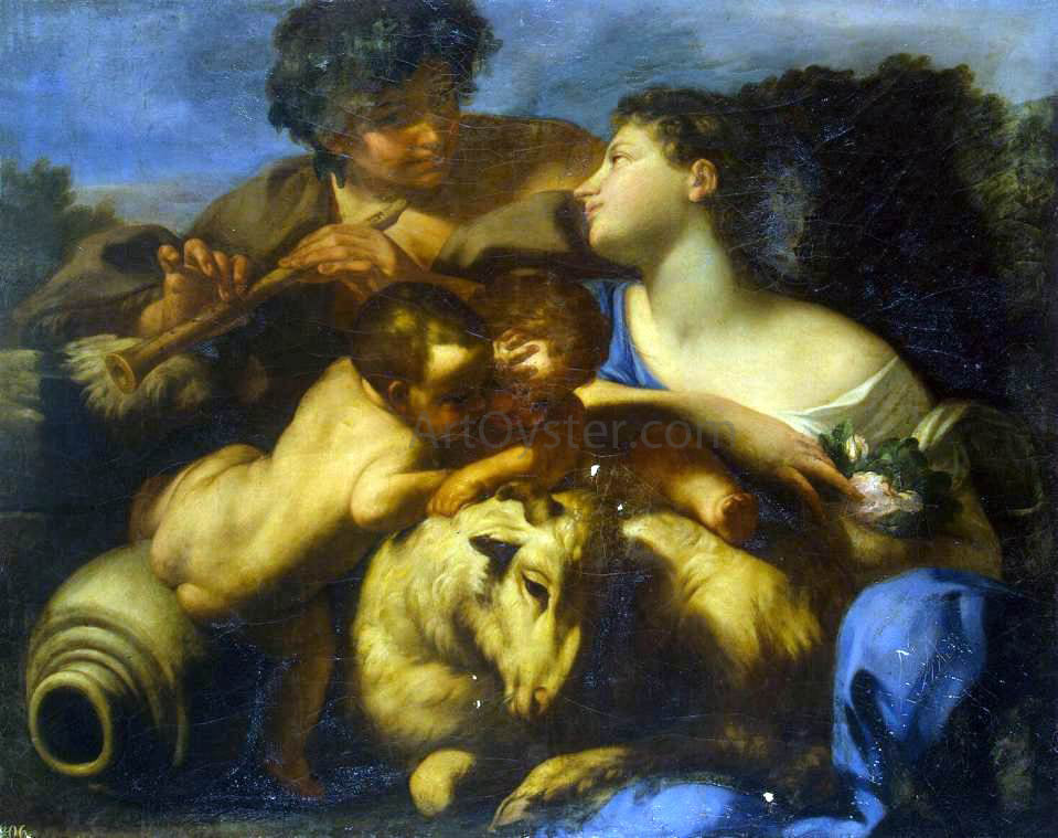 Carlo Cignani Shepherd and Shepherdess - Hand Painted Oil Painting
