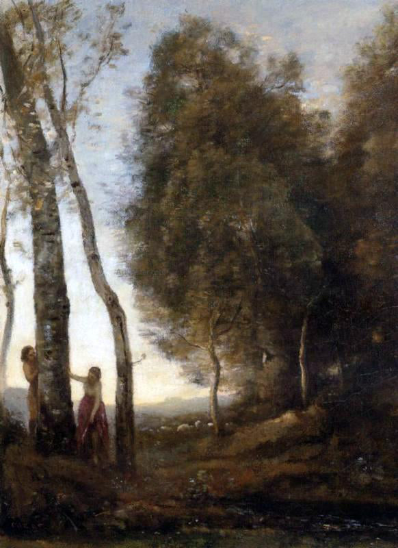 Jean-Baptiste-Camille Corot Shepherd and Shepherdess at Play - Hand Painted Oil Painting