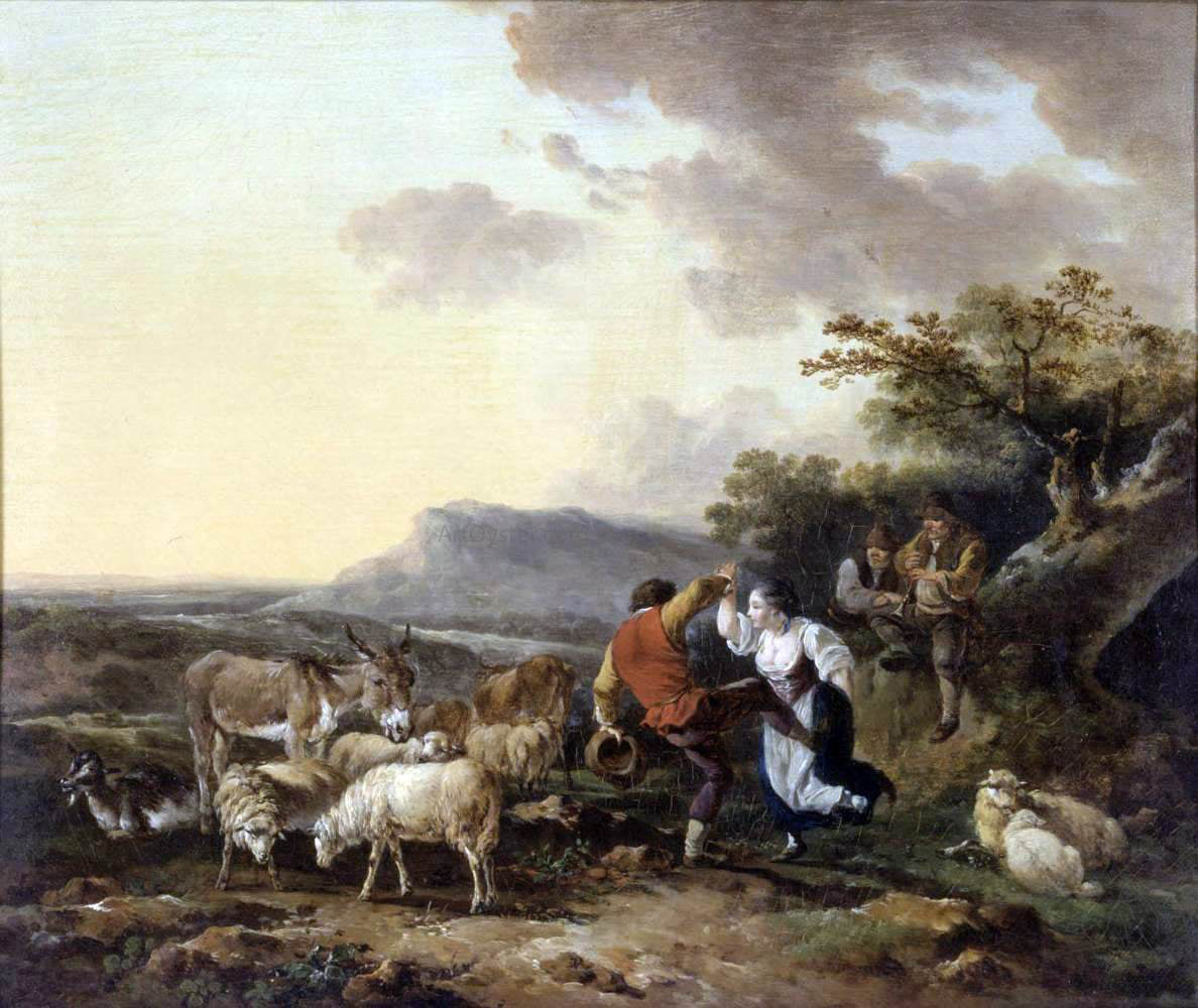 Philip Jacques De Loutherbourg Shepherd and Shepherdess Dancing - Hand Painted Oil Painting