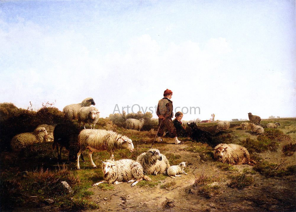 Cornelis Van Leemputten Shepherd Boys With Their Flock - Hand Painted Oil Painting
