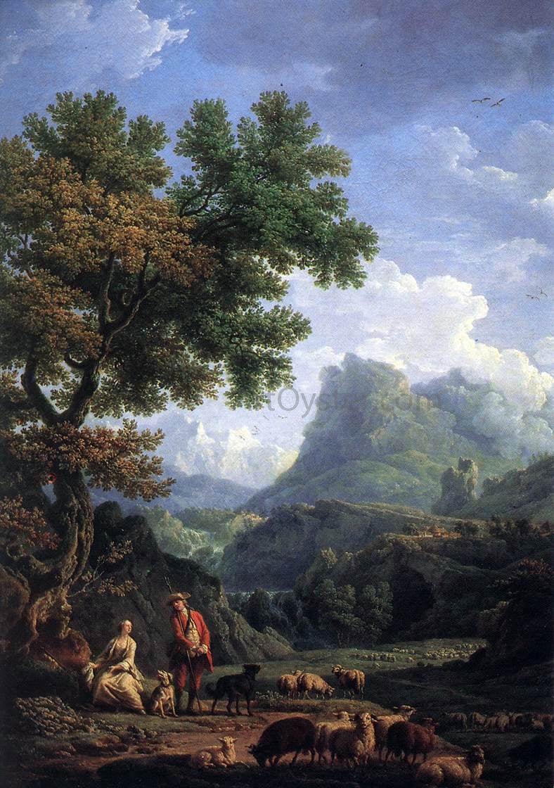 Claude-Joseph Vernet Shepherd in the Alps - Hand Painted Oil Painting