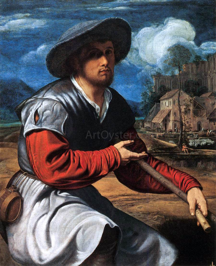 Giovanni Girolamo Savoldo Shepherd with a Flute - Hand Painted Oil Painting