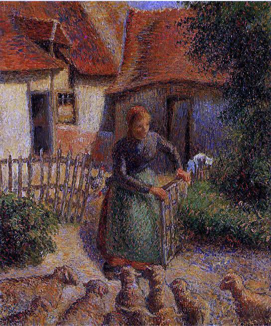 Camille Pissarro Shepherdess Bringing in the Sheep - Hand Painted Oil Painting