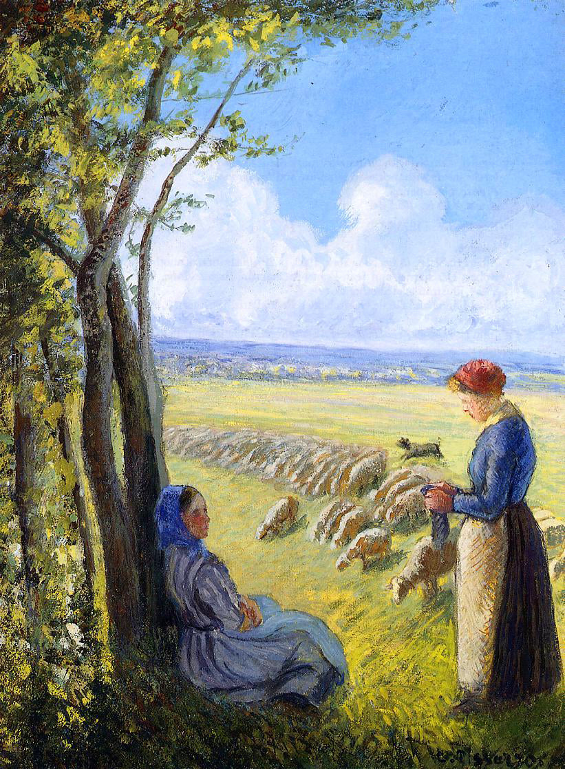 Camille Pissarro Shepherdesses - Hand Painted Oil Painting