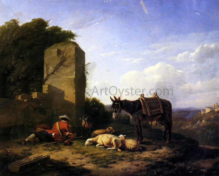Eugene Verboeckhoven Shepherd's Rest - Hand Painted Oil Painting