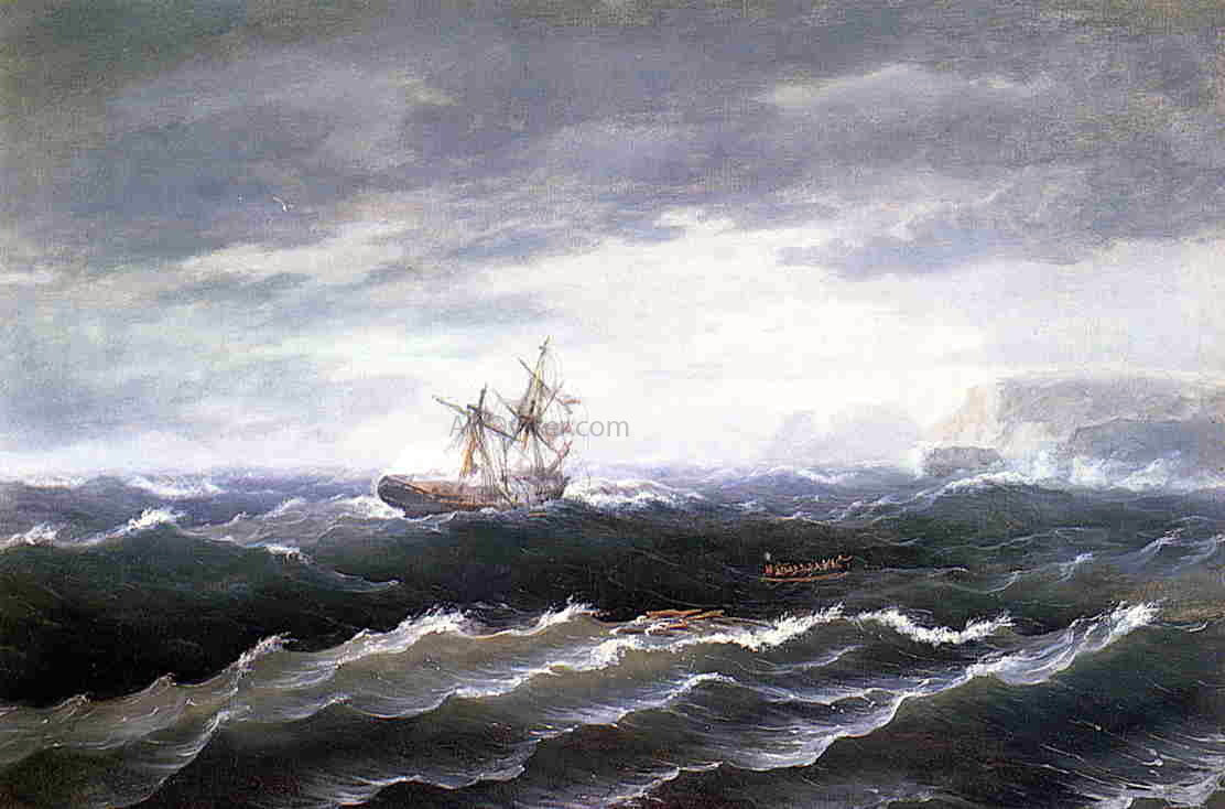 Thomas Birch Ship at Sea (also known as Shipwreck) - Hand Painted Oil Painting