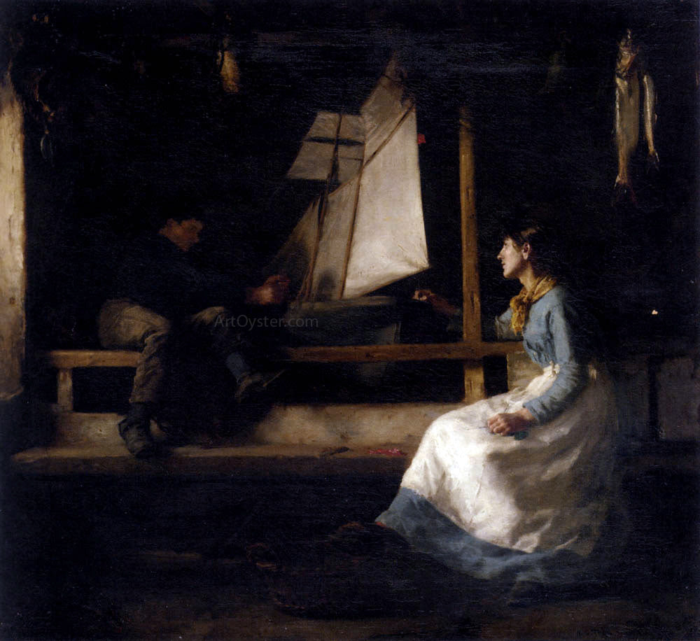 Henry Scott Tuke Ship Builders - Hand Painted Oil Painting