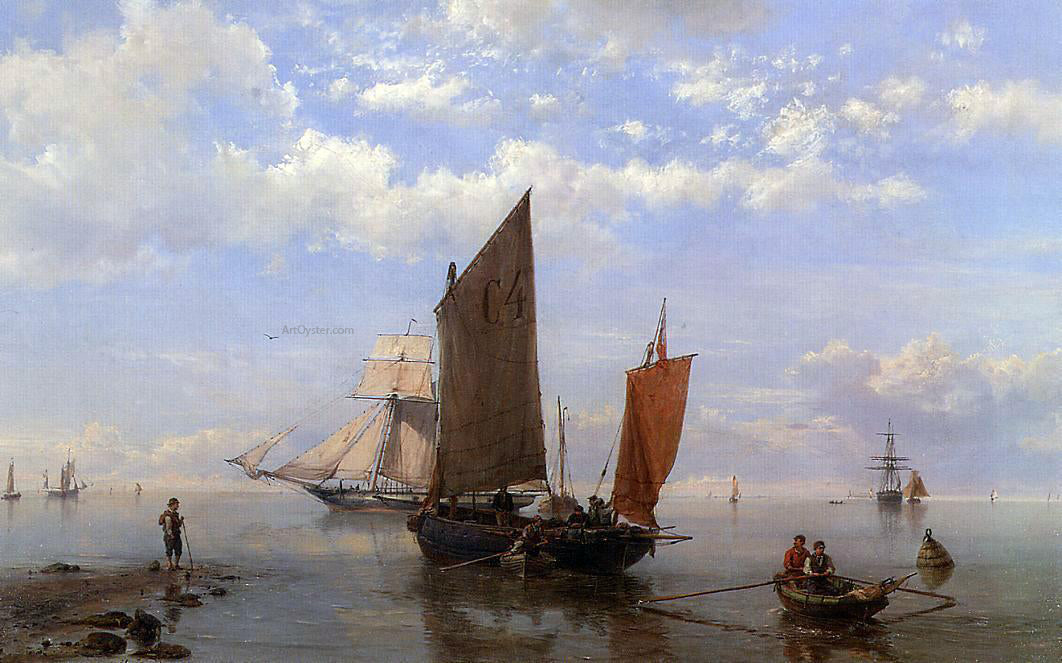 The Elder Hermanus Koekkoek Shipping in a Calm - Hand Painted Oil Painting
