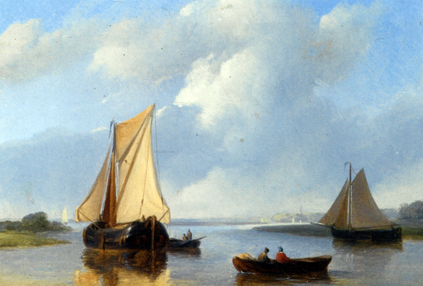 Petrus Jan Schotel Shipping in a Calm - Hand Painted Oil Painting