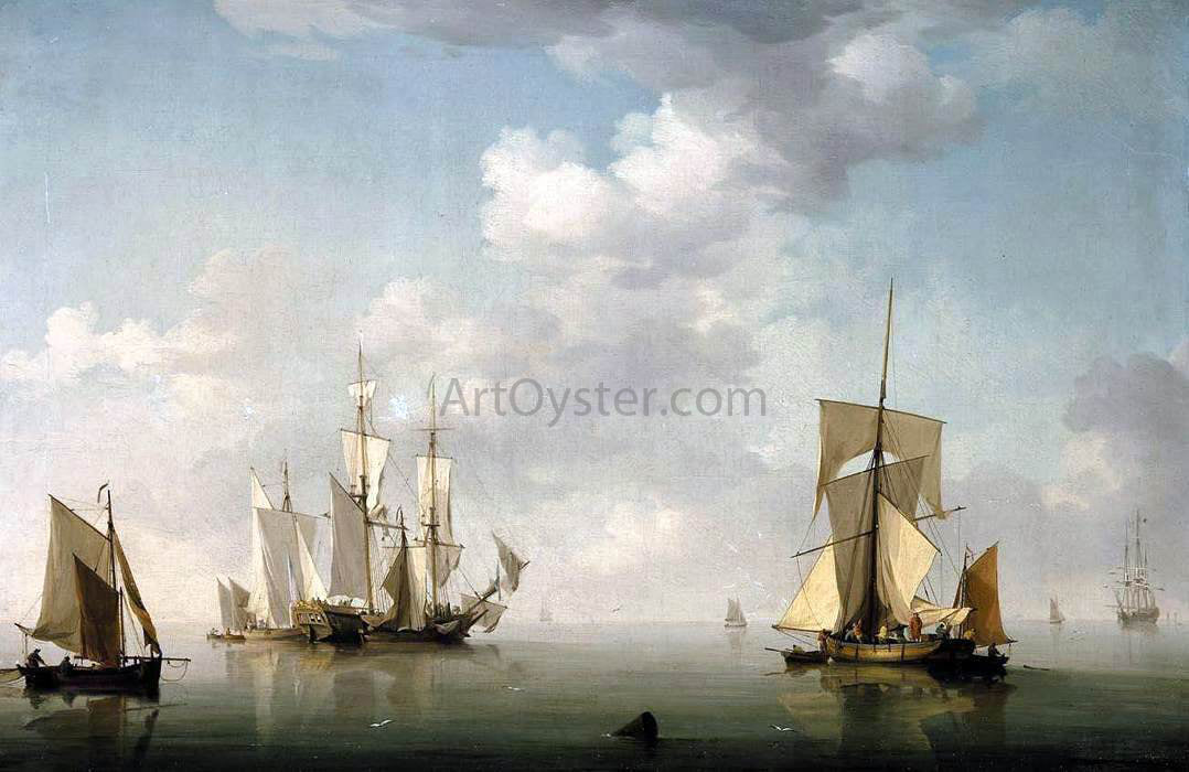 Charles Brooking Shipping in a Calm - Hand Painted Oil Painting