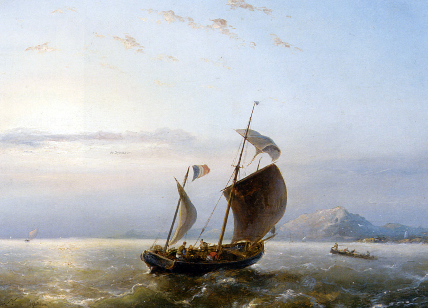 Nicolaas Riegen Shipping Near the Havre - Hand Painted Oil Painting