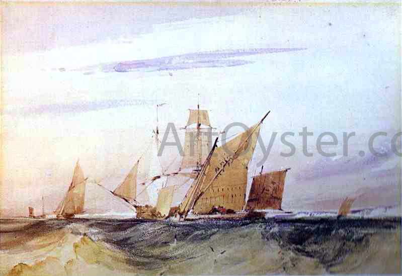 Richard Parkes Bonington Shipping Off the Coast of Kent - Hand Painted Oil Painting