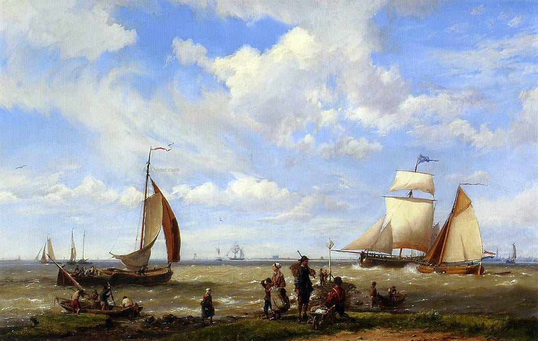 The Elder Hermanus Koekkoek Shipping off the Dutch Coast - Hand Painted Oil Painting