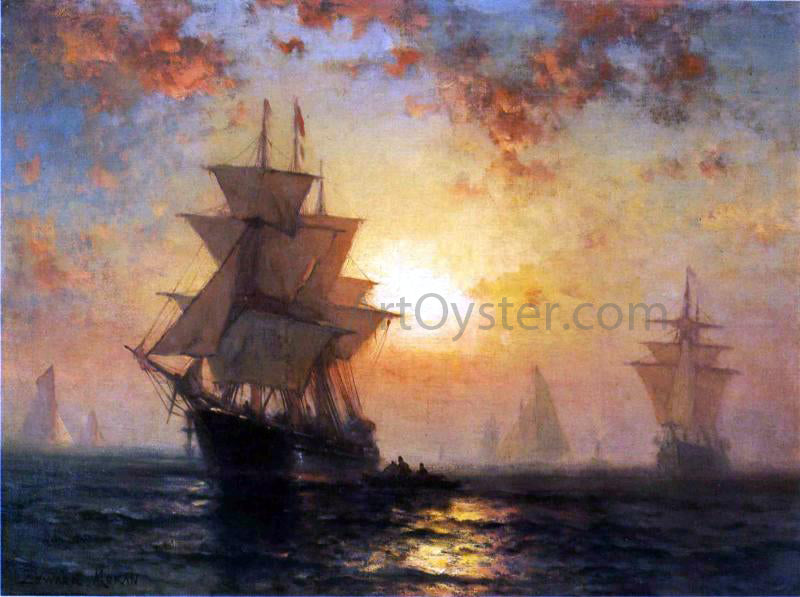 Edward Moran Ships at Night - Hand Painted Oil Painting
