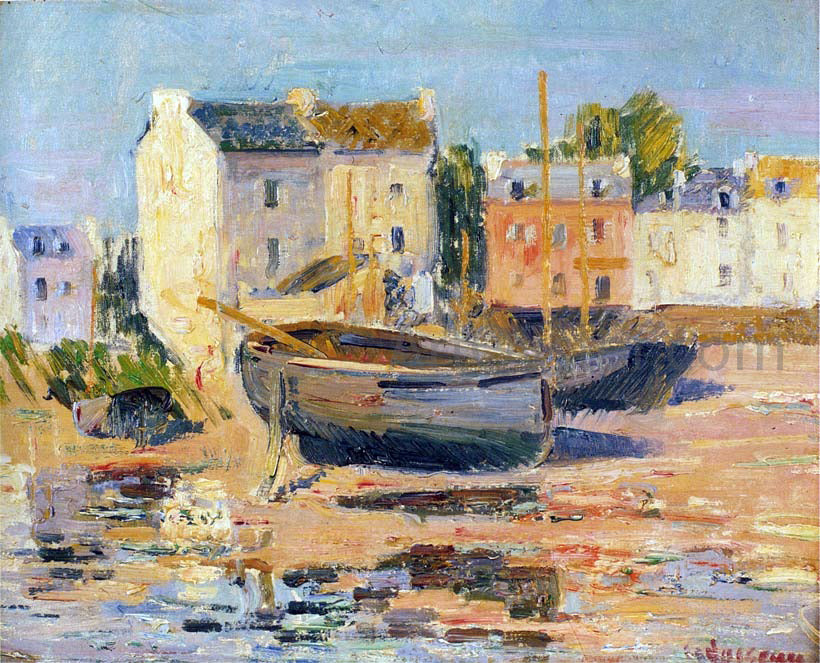 Gustave Loiseau Ships at Port - Hand Painted Oil Painting