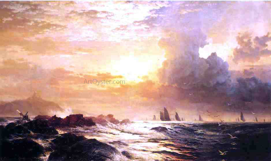 Edward Moran Ships at Sea - Hand Painted Oil Painting