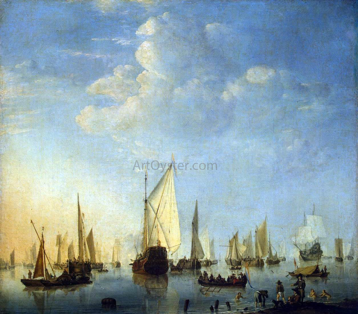 The Younger Willem Van de Velde Ships in a Calm Sea - Hand Painted Oil Painting