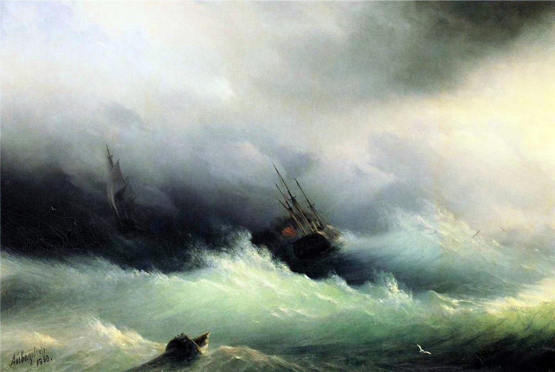 Ivan Constantinovich Aivazovsky A Ship in a Storm - Hand Painted Oil Painting