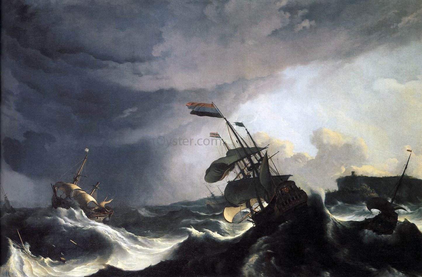 Ludolf Backhuysen Ships in Distress in a Raging Storm - Hand Painted Oil Painting