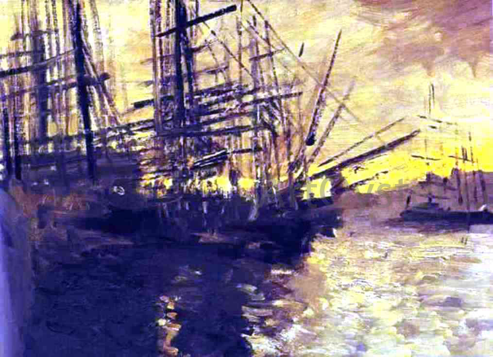 Constantin Alexeevich Korovin Ships in Marseilles Port. - Hand Painted Oil Painting