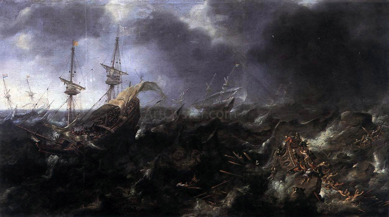 Andries Van Eertvelt Ships in Peril - Hand Painted Oil Painting
