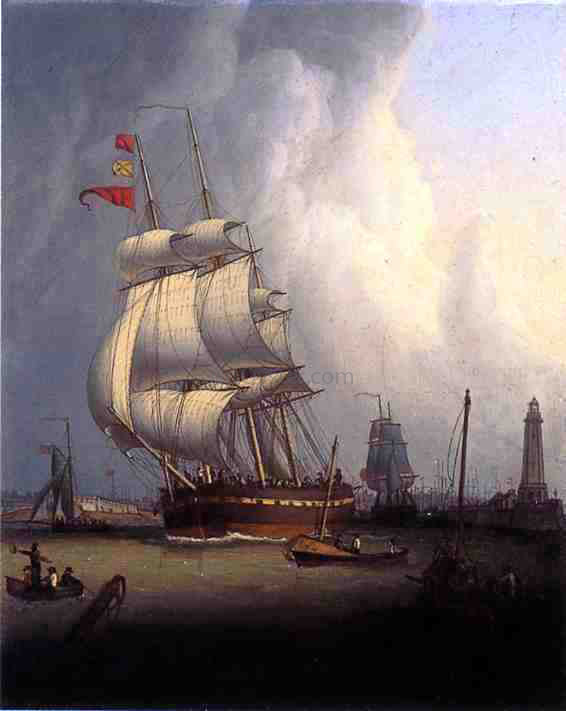 Robert Salmon Ships Leaving Boston Harbor - Hand Painted Oil Painting