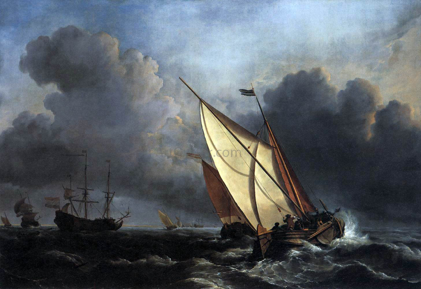 The Younger Willem Van de Velde Ships on a Stormy Sea - Hand Painted Oil Painting